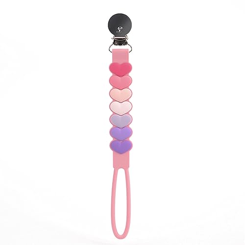Loulou Lollipop Clip para chupete de silicona sin cuentas (Sweetheart, rosa)