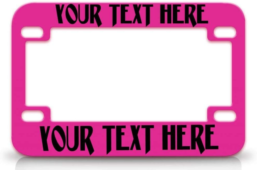 Custom Personalized Steel Pink Motorcycle License Frame w/Manifest Font in Black t41