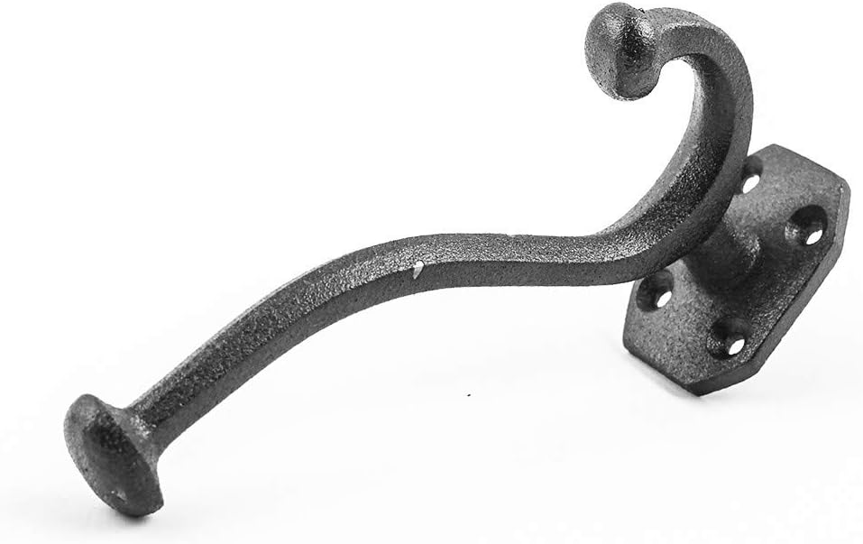 Renovators Supply Manufacturing Black Wrought Iron Robe and Coat Double Hooks 5 Inches Long Rustic Entry Way Hat Or Jacket Hanger Wall Mount Including Complete Mounting Hardware