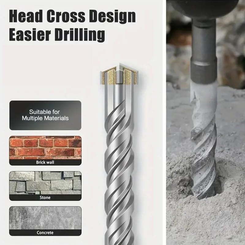 1PC 210mm Hammer Drill Bits 18mm Cross Type Tungsten Steel Alloy