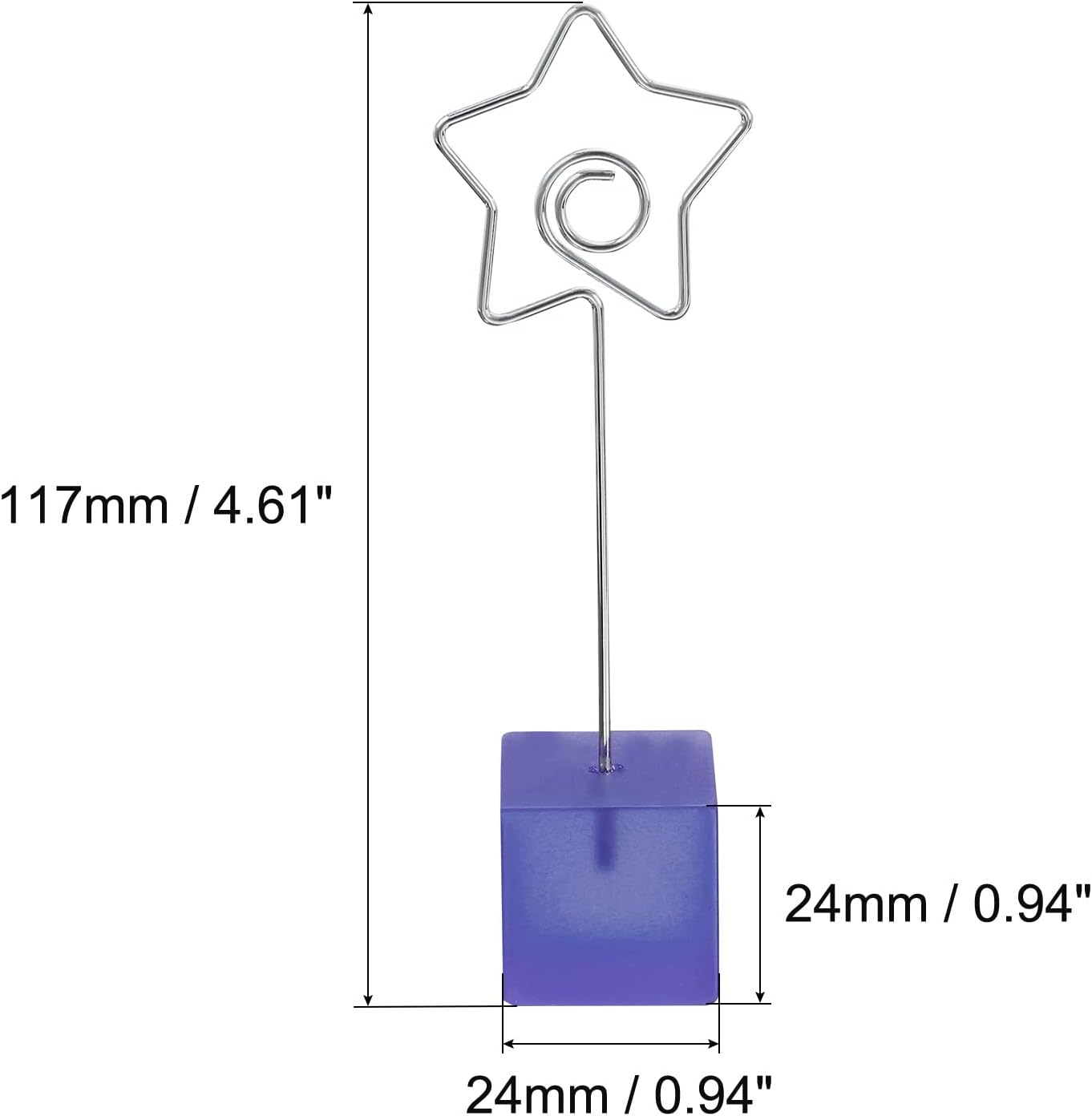 PATIKIL Resin Cube Base Picture Card Holder, 3 Pack Star Shape Metal Clip Wire Clip Note Table Stand Holder for Party Meeting Wedding Displaying, Purple image 2