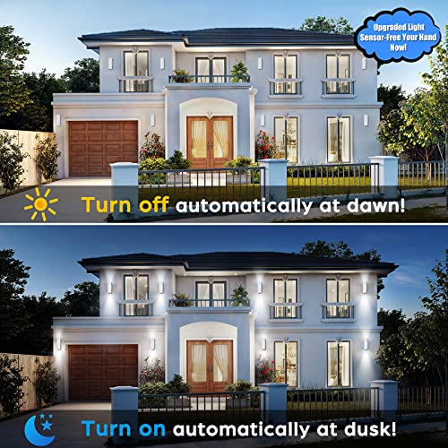 Image of TOBUSA 2-Pack White Outdoor Wall Sconces Dusk to Dawn, Up Down Modern Exterior Light Fixtures for House, Outside Wall Lights for Porch Garage Patio Front Door Hallway, Weather-Proof Aluminum Finish