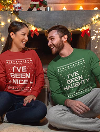 Tstars Naughty & Nice Couples Ugly Christmas Sweatshirts Funny His and Hers Xmas Matching Holiday Sweatshirt for Men Women3