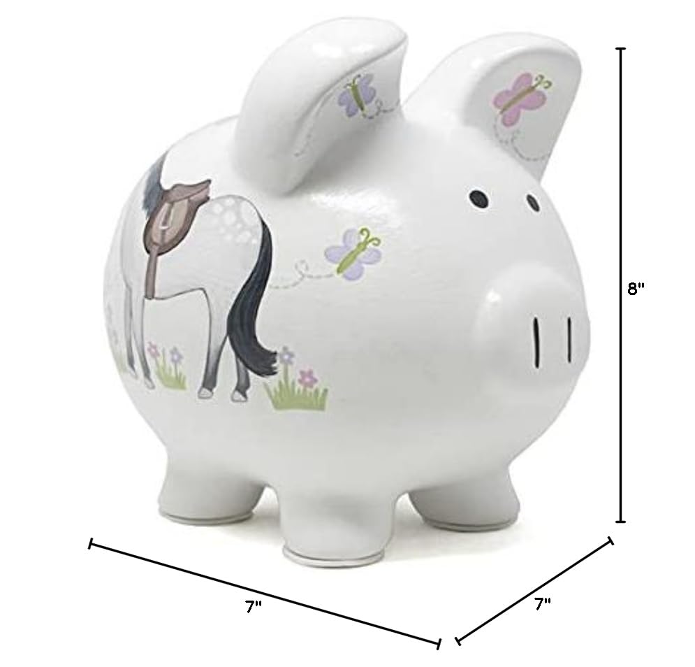 Child to Cherish Ceramic Piggy Bank for Girls, Giddy Up Horse