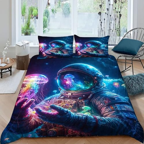 Housse de couette space theme en microfibre douce pour lit double - 3
