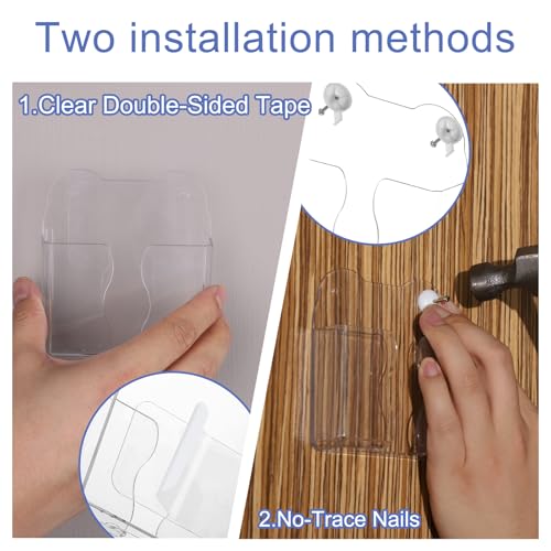 Bewudy 2 Stück Wandhalterung Handyhalterung, Transparent Wandhalterung Handy Wand Wandmontierter Handy Ladegerät Halterung Selbstklebende Universal Transparent Handyhalterung