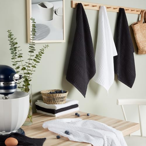 Torchons KitchenAid en coton de qualité premium onyx noir et blanc - 3