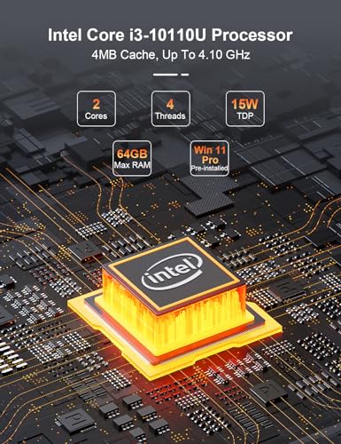 Image of Baieyu Industrial PC with Core i3-10110U (Up to 4.10GHz), 8GB DDR4 RAM 256GB M.2 SSD, Fanless Industrial PC, 2xRS232 COM, Support RS422 /RS485, 1xGPIO, 2xHD, 1xDP, 2xRJ45 LAN, 6xUSB Port, Win 11 Pro