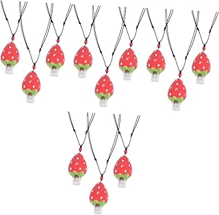 Toyvian 12 Peças Colar De Apito De Morango Brinquedos Infantis Juguetes Adultos Brinquedos Infantis Instrumentos Musicais Para Adultos Colar De Música Medalhão Colar Pássaro Canoro