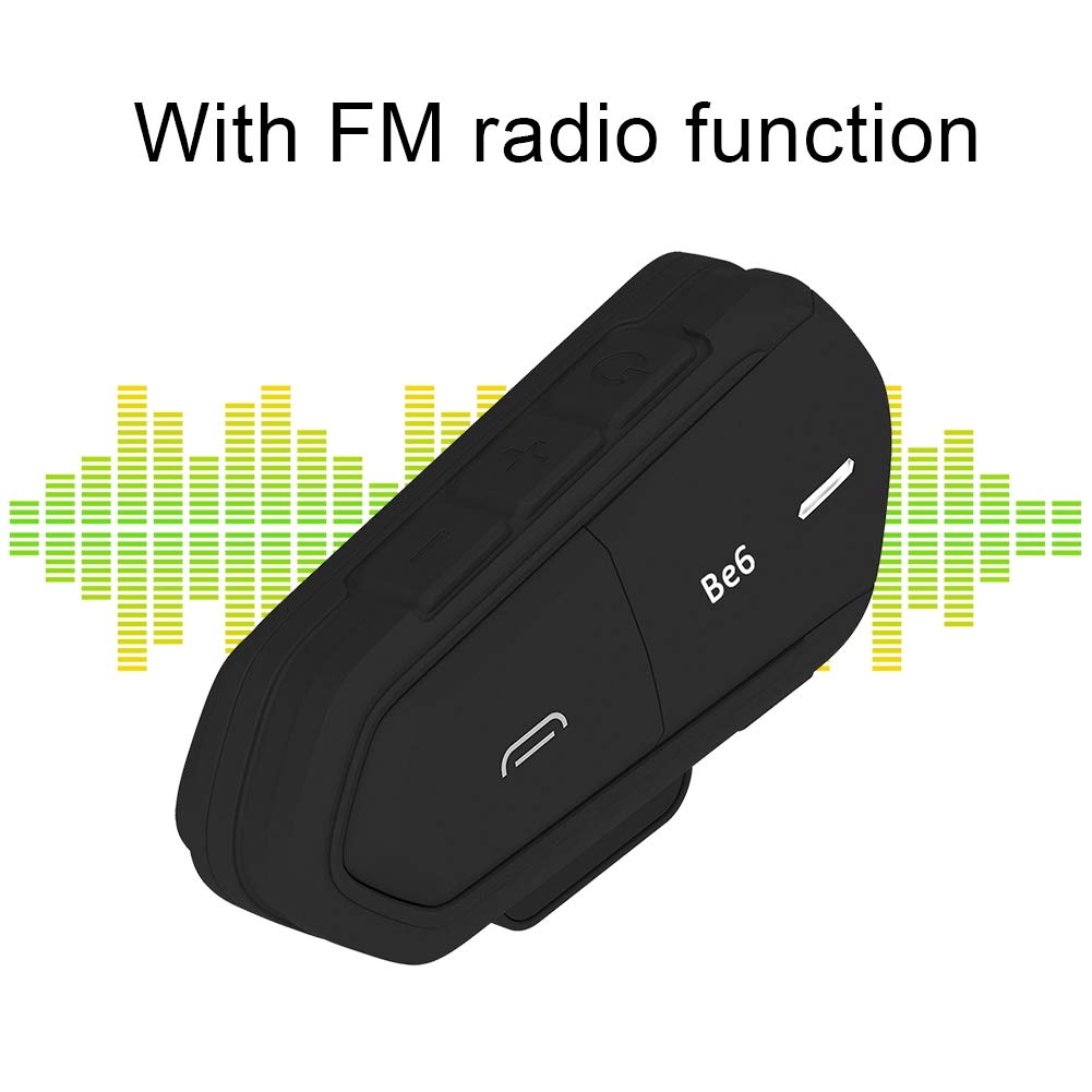 QTBE6 Écouteur Bluetooth sans fil pour casque d'écoute, anti-interférences, étanche, noir avec MP3/GPS/CSR/A2DP/AVRCP, suppression du bruit, interphone duplex intégral longue portée
