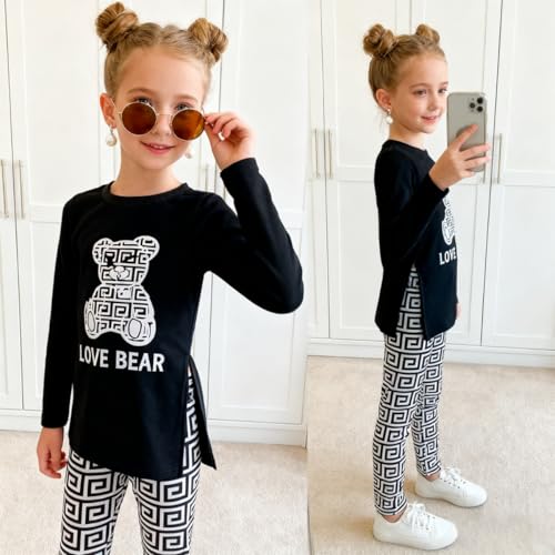 Image of Tween Girl's Letter Print Top + Jogger Pants 2 Piece Outfit Set Kids Clothing, Sizes 6-14 Years