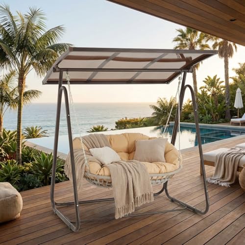 2-Seat Outdoor Patio Swing with Polycarbonate Canopy