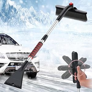 Car Removal Snow Brush 2-in-1 Detachable Car Ice Scraper for Car Windscreen 360° Pivoting Snow Brush Head 34.6″ Ice Scrapers with Extendable Handle and Foam Grip for Truck SUV Vehicle Window
