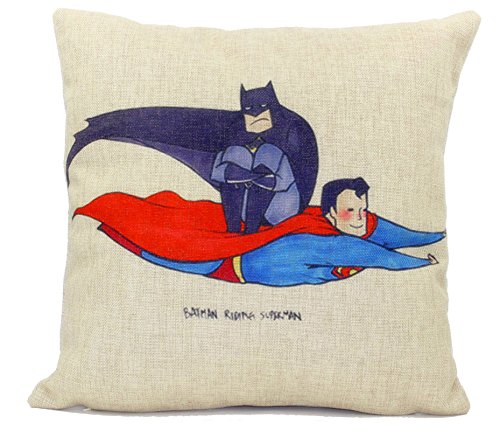 Apexshell (TM Handdrawing Style Batman and Superman Cotton Linen Square Decorative Throw Pillow Cover Cushion Case 18