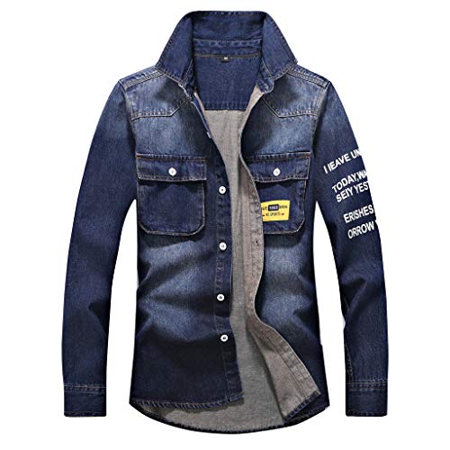 Veste en jean homme bleu uni style intemporel en denim avec poche poitrine plaquée