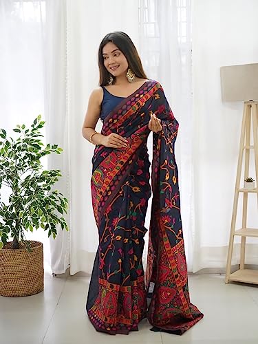 Generic blue banarasi silk saree – image 4