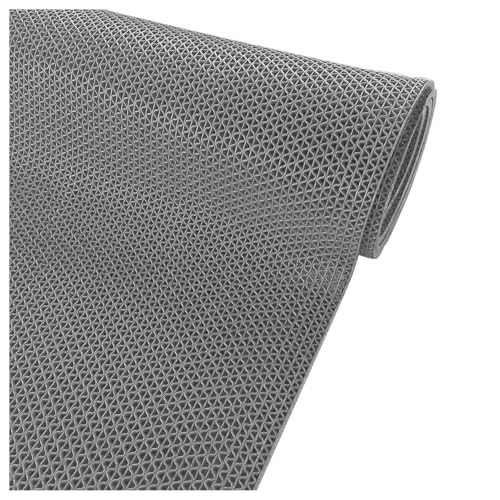 LYXXW Outdoor Indoor Non Slip Drainage Mats, S-Shaped PVC Wet Areas Floor Mat, 0.22'' Thick Mesh Hollow Grid Pads, Perfect for Pool Bathroom Garage,Gray,0.9x3m/3x10FT
