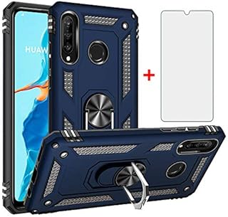 Phone Case for Huawei P30 Pro with Tempered Glass Screen Protector Cover Stand Ring Rugged Silicone Holder Hard Shockproof Heavy Duty Accessories Magnetic Metal huewai Hawaii Hwauei P 30 30pro Red