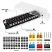 LENKRAD 12 Way Fuse Block Blade Fuse Box NO LED Warning Indicator, 12 Circuits ATC/ATO with Negative Bus, Protection Cover, Bolt Connect Terminals, Sticker Labels for Car Marine RV Truck