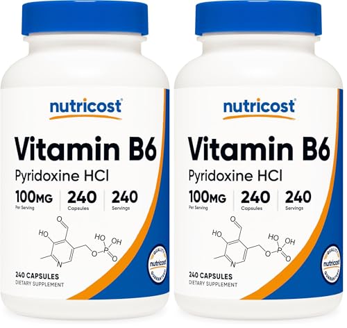 Nutricost Vitamin B6 (Pyridoxine HCl) 100mg, 240 Capsules (Pack of 2): retailer-supplied image