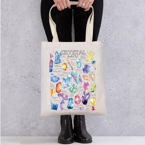 Bolso tipo tote con diseños de gemas y cristales para amantes de la geología y la cristaloterapia, regalo místico miniatura 6