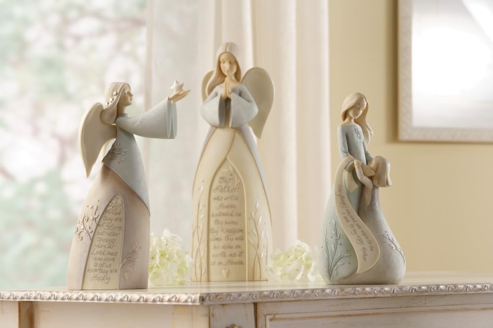 Enesco Foundations Collection Loved Ones Shine Down Bereavement Angel Figurine- Resin Hand Painted Collectible Decorative Angels Figurines Home Decor Memorial Statue, 9 Inch