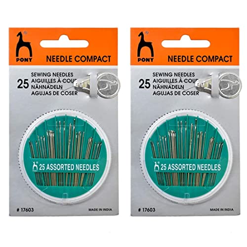 Image of Puthak Assorted Hand Needles in Compact with Threader, 25-Count,Assorted 25 /Pkg (Pack of 3)