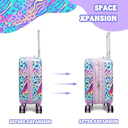 Image of Kids Luggage with Spinner Wheels Carry on Suitcases for Girls 2 Piece Luggage Sets 16 inch Toddler Suitcase for Kids Rolling Suitcase Airline Approved