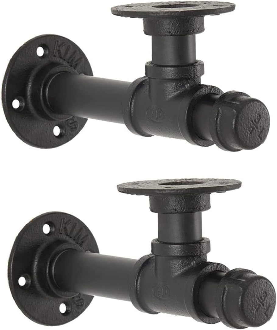Artibetter 2pcs Industrial Iron Pipe Mounting Bracket Wall-Mounted Shelf Brackets Heavy Duty Load-Bearing Pipe Mounting for Home Decor