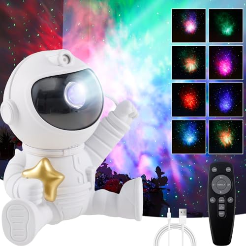 Eummy Astronaut Galaxy Projector Adjustable Star Projection Night Light Space Buddy Projector LED Lights Brightness Mode with Flexible Projection Angle Holiday & Birthday Gifts