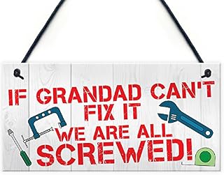 RED OCEAN Grandad Fix It Screwed Man Cave Garage Shed Hanging Plaque Dad Gift Sign Funny