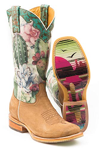 Tin Haul Women s On Point Western Boot Wide Square Toe Tan 7 M