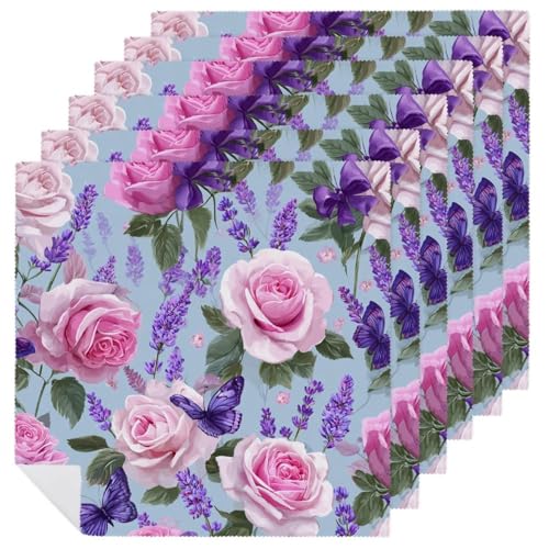 Servilletas de tela cuadradas pack x6 color blanco floral miniatura 1