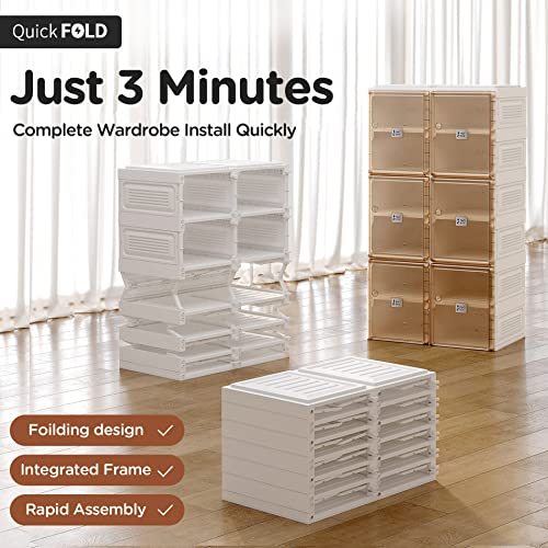 Antbox Shoe Organizer Storage Box, Portable Folding Shoe Rack For Closet With Magnetic Clear Door,Large Sneaker Cabinet Bins All-In-One Sturdy Easy Assembly 4 Layers-8 Grids #TOP3