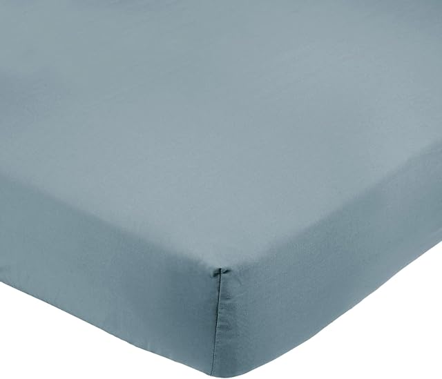 Amazon Basics Single Fitted Sheet, Polyester Microfibre, Spa Blue