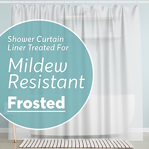 Image of BigFoot Shower Curtain - 72 x 84 PEVA Premium Shower Curtain with Rustproof Metal Grommet and 3 Magnetic Weights - Odor Free and Compatible with Standard Showers, Frosted