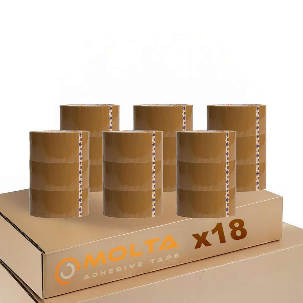 MOLTA SOLVENTA przezroczysta taśma do pakowania 48 mm x 120 m | taśma kartonowa | taśma do pakowania paczek i kartonów – 18 rolek | drapak syntetyczny