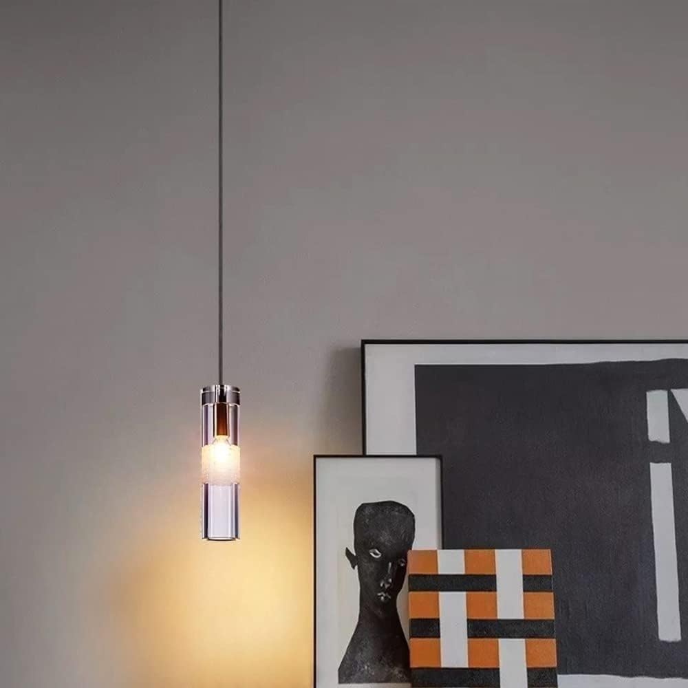 Mini chandelier cylindre crystal suspension cuivre E14 chambre - 8