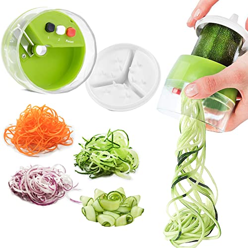 CXtech Spiralschneider Hand Gemüse Spiralschneider, 3 in 1 Gemüsehobel Gemüsenudeln Schneider für Karotte, Gurke, Kartoffel, Kürbis, Zucchini, Zwiebel, Gemüsespaghetti Tastenumschalten Cover
