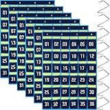Lincia 6 Pcs 36 Numbered Cell Phone Holder for Classroom Calculator Closet Pocket Chart Wall Door Hanging Organizer with Hooks for School Classroom Office Supplies(Blue, Yellow)