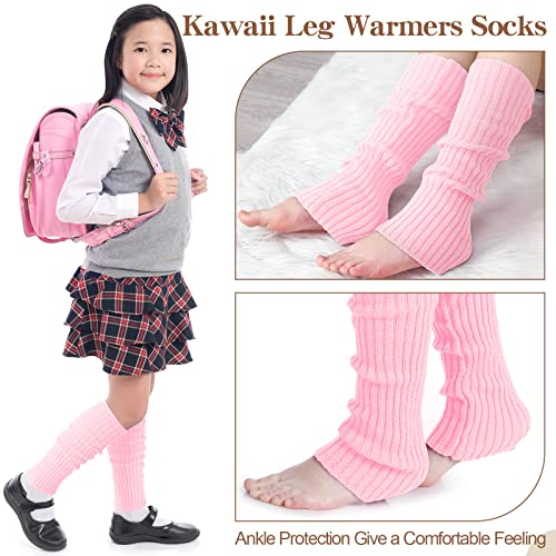 Eurzom 3 Pairs Kawaii Winter Knitted Japanese Style Leg Warmers Knee High Loose Socks Y2k Harajuku Leg Warmers for Girls3