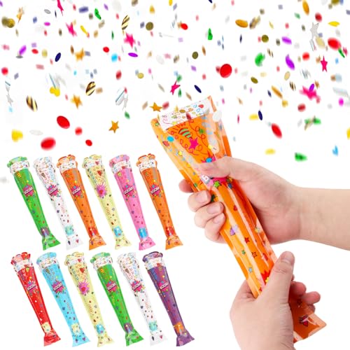 Party Popper Pistola Coriandoli, XiXiRan 10 pièces Lancia Coriandoli Festa, Sparacoriandoli Bambini Compleanno per Compleanni, Feste di Capodanno, Feste Natalizie (30cm*12pcs)