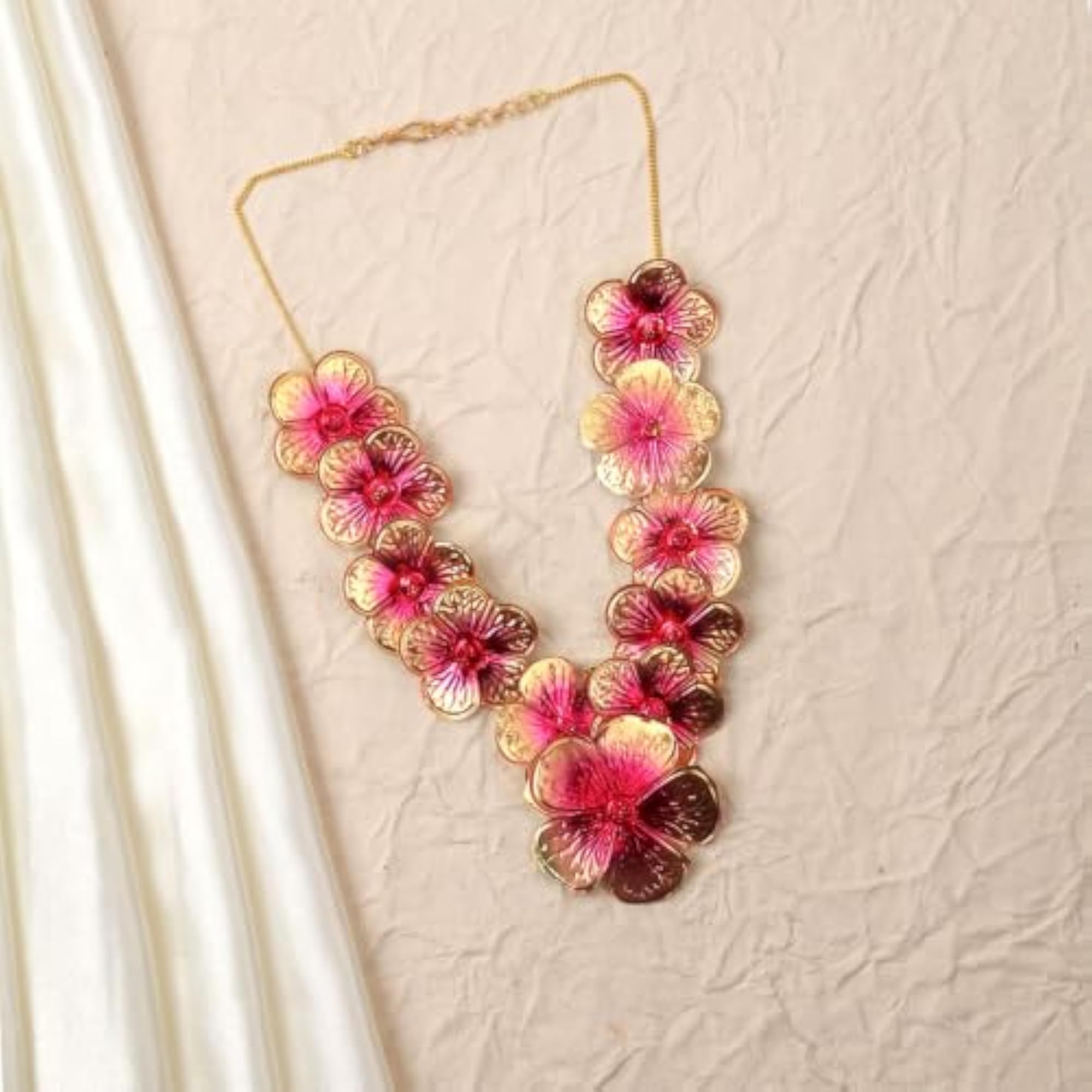 Traditional Pink Hibiscus Flower Necklace