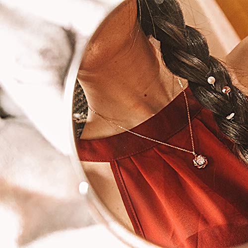 Jeulia Women S925 Sterling Silver Flower Necklace Chain White Diamond Pendant Necklace with Long Hollow Chain Mother’s Valentine's Day Jewelry Gift 5
