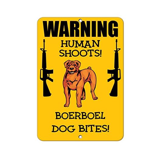 Boerboel Dog Human Shoots Fun Novelty SignVinyl Sticker Decal 8"