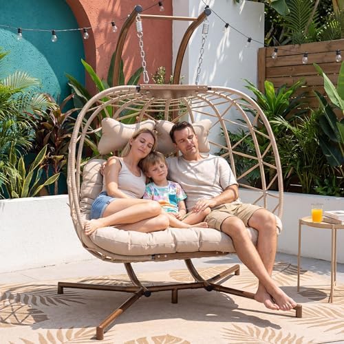 RADIATA Double Hanging Egg Chair with Stand, Oversized 2 Person S...