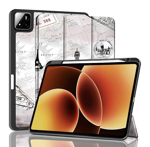 Image of ProElite Cover for Xiaomi Mi Pad 8 /Pad 8 Pro 11.2 inch Cover, Soft Flexible Flip Case Cover with Pen Holder for Mi Pad 8 /Pad 8 Pro 11.2 inch, Support Auto Sleep Wake, [Recoil Series] - Eiffel