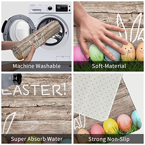Funny Bunny Easter Eggs Happy Easter Board Soft Plush Bath Mat, Non Slip Water Absorbent Washable Bathroom Rug Carpet With Rubber Backing For Tub-Shower Toilet Floors (15.8X23.6Inch) #TOP3