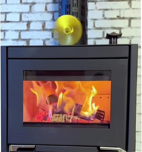 Miniatura 2 de CWLAKON Ventilador de estufa de leña alimentado por calor, 4 aspas, ventiladores silenciosos de estufa ecológica con termómetro, ventilador de