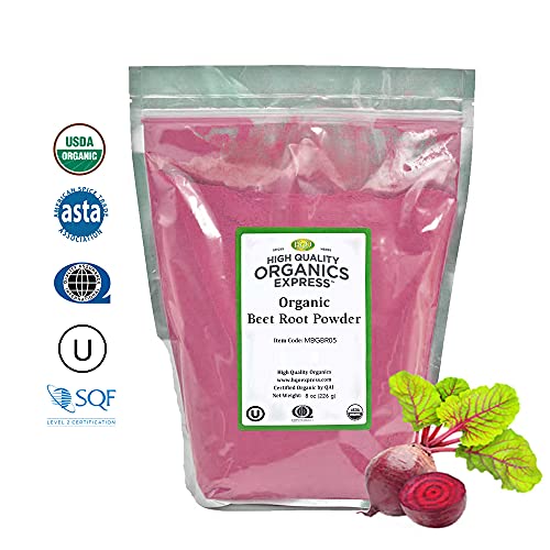 Beet Root Powder | by HQOExpress | USDA Certified Organic | Resealable 8oz bag | Beetroot | Raw | Non GMO | Nitric Oxide Booster | Lab Tested | Raw | Non-GMO | Kosher | USA Packaged - Thumbnail 2